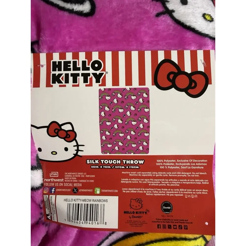 Hello Kitty Throw Blanket Silk Touch Pink Meow Rainbow Cupcake 2025 Sanrio